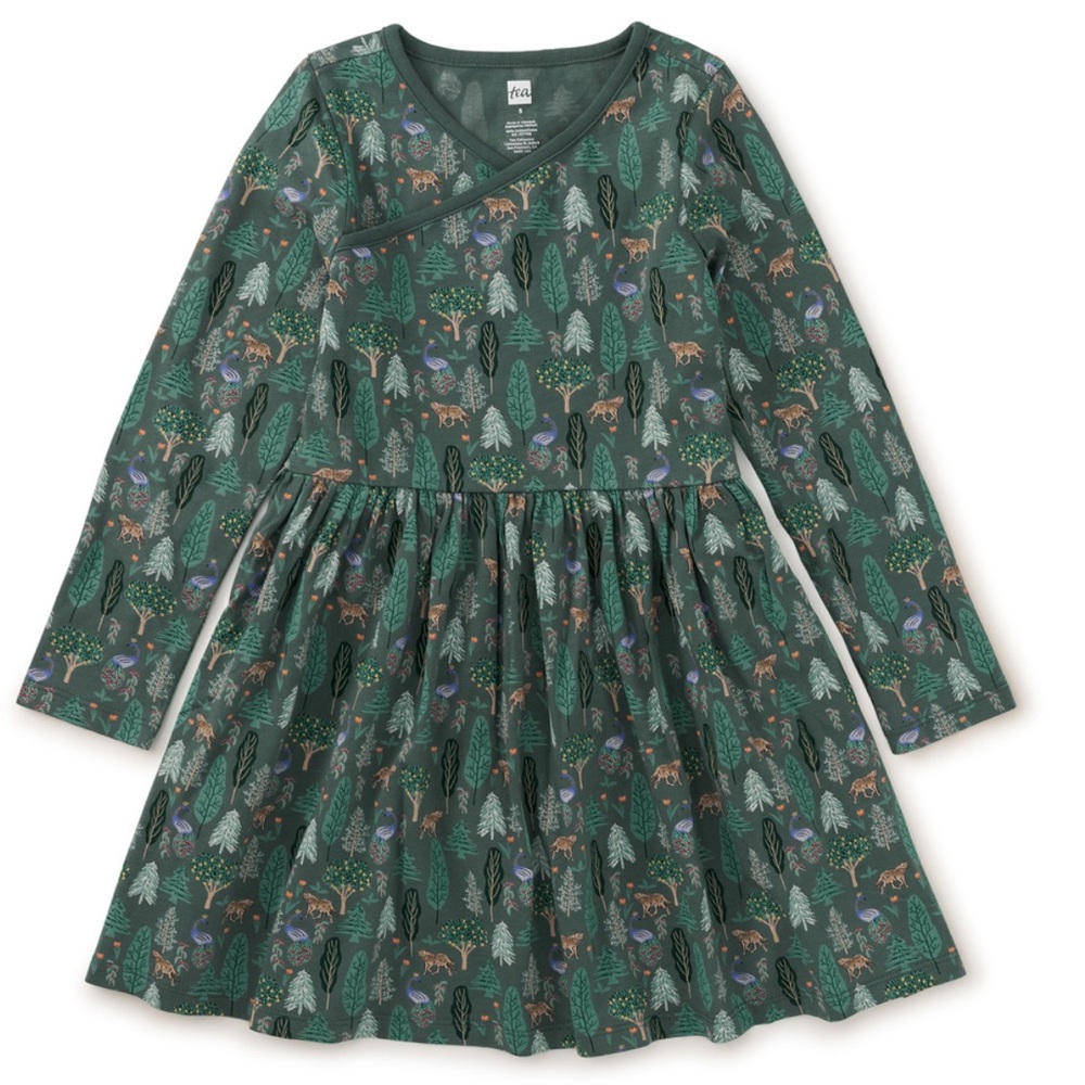 Tea Collection Long Sleeve Wrap Neck Dress